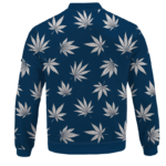 Marijuana Leaves Cool All Over Print Dark Navy Blue Bomber Jacket - BACK