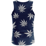 Marijuana Leaves Cool All Over Print Dark Navy Blue Tank Top - Back