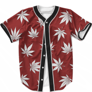 Marijuana Leaves Cool All Over Print Dark Red Baseball Jersey