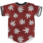 Marijuana Leaves Cool All Over Print Dark Red Baseball Jersey