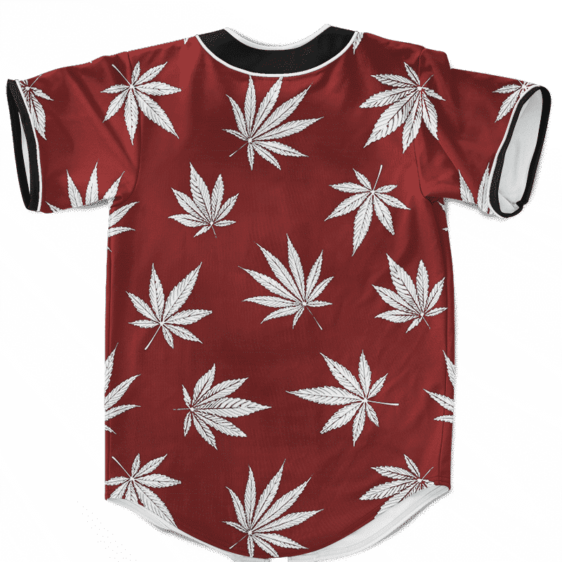 Marijuana Leaves Cool All Over Print Dark Red Baseball Jersey