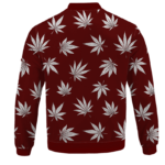 Marijuana Leaves Cool All Over Print Dark Red Bomber Jacket - BACK