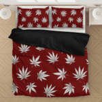 Marijuana Leaves Cool All Over Print Dark Red Bedding Set
