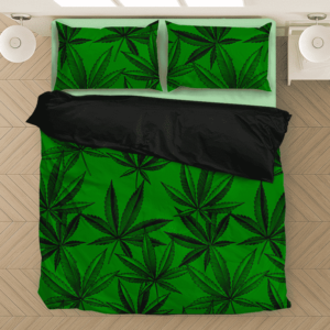 Marijuana Leaves Dope Dark Green Minimalist Awesome Bedding Set