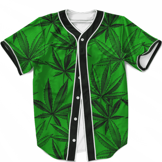 Marijuana Leaves Dope Dark Green Minimalist Baseball Jersey