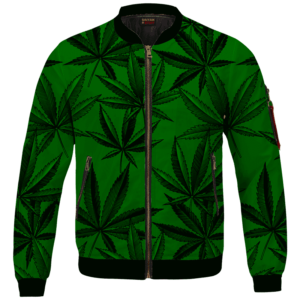 Marijuana Leaves Dope Dark Green Minimalist Bomber Jacket