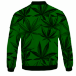 Marijuana Leaves Dope Dark Green Minimalist Bomber Jacket - BACK