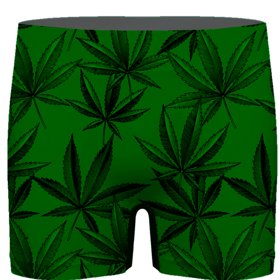Marijuana Leaves Dope Dark Green Minimalist Men's Underwear