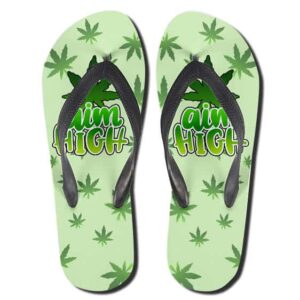 Marijuana Leaves Pattern Aim High Weed Flip Flops Sandals