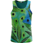Marijuana Leaves Relaxing Poster Art Green Blue Wonderful Tank Top