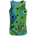Marijuana Leaves Relaxing Poster Art Green Blue Wonderful Tank Top - back