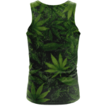 Marijuana Mary Jane 420 Weed Leaves All Over Green Tank Top - back