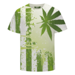 Marijuana Pot Weed Hemp Flag Green Dope Cool T-shirt