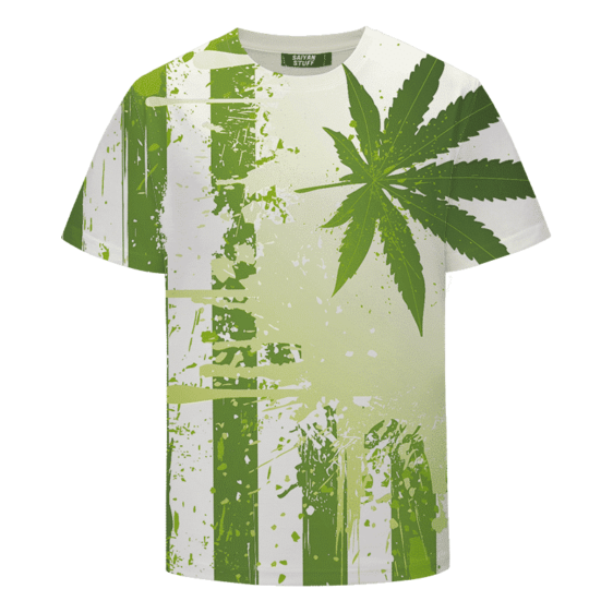 Marijuana Pot Weed Hemp Flag Green Dope Cool T-shirt