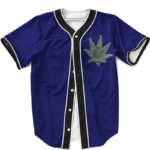 Marijuana Weed 420 Navy Blue Minimalist Awesome Baseball Jersey