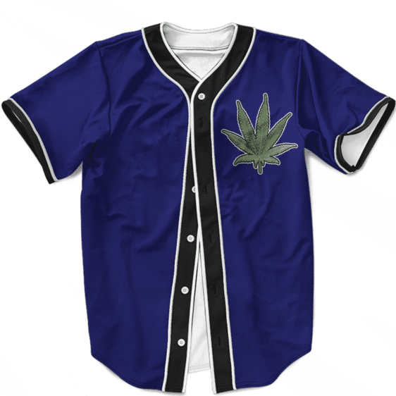 Marijuana Weed 420 Navy Blue Minimalist Awesome Baseball Jersey