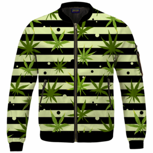 Marijuana Weed 420 Stripes All Over Bomber Jacket