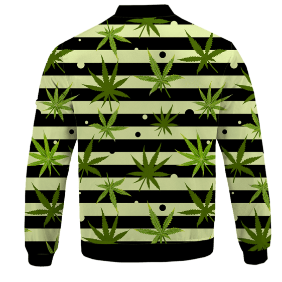 Marijuana Weed 420 Stripes All Over Bomber Jacket - BACK