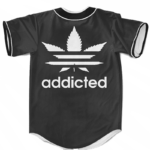 Marijuana Weed Adidas Addicted Logo Black Baseball Jersey