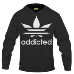 Marijuana Weed Adidas Addicted Logo Black Hoodie