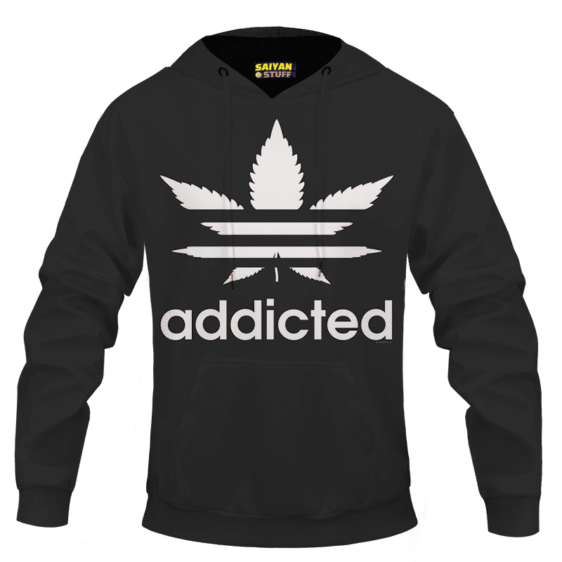 Marijuana Weed Adidas Addicted Logo Black Hoodie