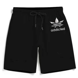 Marijuana Weed Adidas Addicted Logo Black Men's Beach Shorts