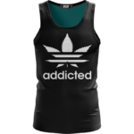 Marijuana Weed Adidas Addicted Logo Black Minimalist Tank Top