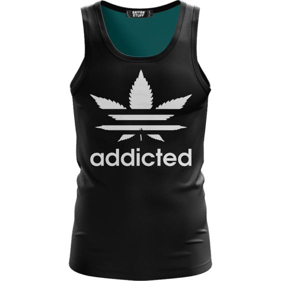 Marijuana Weed Adidas Addicted Logo Black Minimalist Tank Top