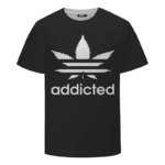 Marijuana Weed Adidas Inspired Addicted Logo Black T-shirt