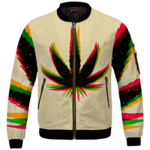 Marijuana Weed Trippy Colors Cool Awesome Bomber Jacket