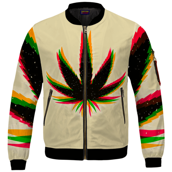 Marijuana Weed Trippy Colors Cool Awesome Bomber Jacket