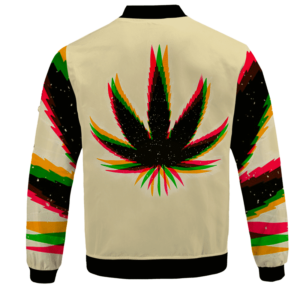 Marijuana Weed Trippy Colors Cool Awesome Bomber Jacket - back