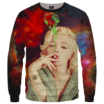 Marilyn Monroe Smoking Weed Amazing Rainbow Art Crewneck Sweatshirt