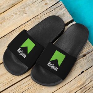 Marlboro Logo Awesome Green Marijuana Spoof Weed Slide Sandals