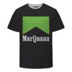 Marlboro Logo Awesome Green Marijuana Spoof Black T-shirt