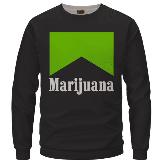 Marlboro Logo Awesome Green Marijuana Spoof Crewneck Sweatshirt