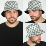 Medicinal Marijuana Leaf Logo Pattern White Bucket Hat