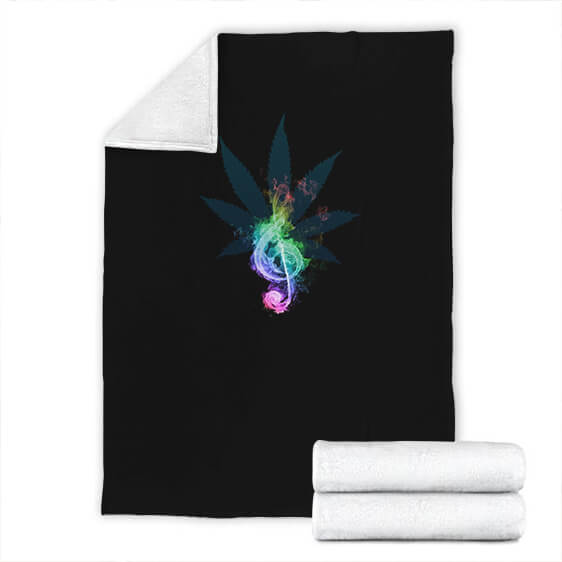 Minimalist G-Clef Music Note Marijuana Art Fleece Blanket