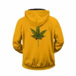Minimalist Marijuana Leaf Logo Art Orange Zip Up Hoodie