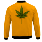 Minimalist Real Marijuana Leaf Awesome 420 Bomber Jacket - BACK