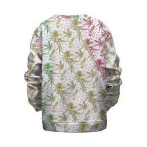 Minimalistic Marijuana Leaf Pattern Rasta Colors Kids Sweater