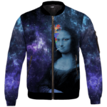 Mona Lisa Collage Smoking Joint Galaxy 420 Trippy Sweatshirt