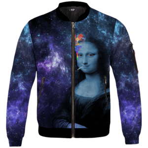Mona Lisa Collage Smoking Joint Galaxy 420 Trippy Sweatshirt