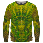 Mother Nature Cannabis Inspired Art All Over Crewneck Sweatshirt
