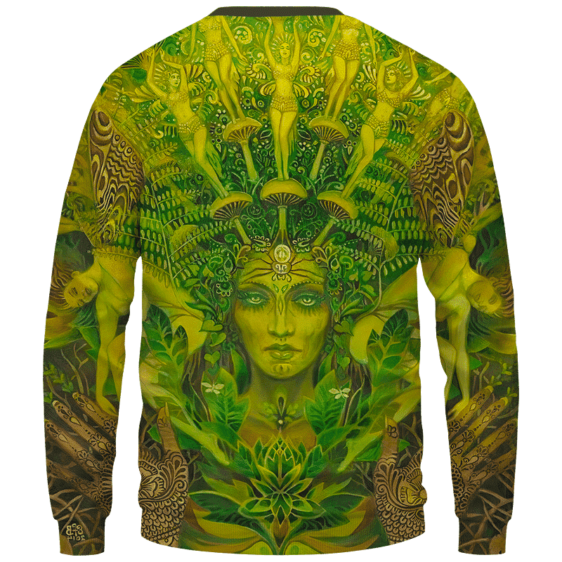 Mother Nature Cannabis Inspired Art All Over Crewneck Sweatshirt - Back Mockup