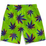 Neon Green Camouflage 3D Weed Pattern 420 Marijuana Beach Shorts