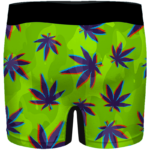 Neon Green Camouflage 3D Weed Pattern 420 Marijuana Men's Boxers