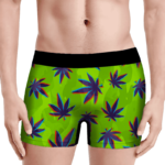 Neon Green Camouflage 3D Weed Pattern 420 Marijuana Men's Boxers