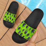 Neon Green Camouflage Weed Pattern Marijuana Slides Sandals