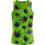 Neon Green Camouflage 3D Weed Pattern 420 Marijuana Tank Top